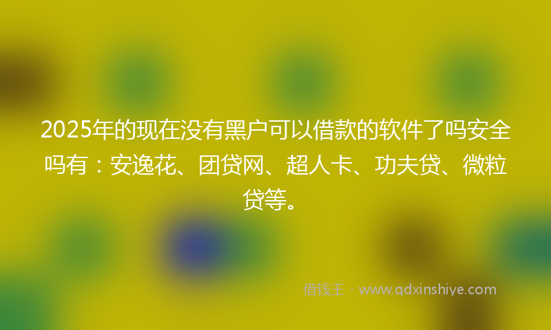 2025年的现在没有黑户可以借款的软件了吗安全吗有：安逸花、团贷网、超人卡、功夫贷、微粒贷等。