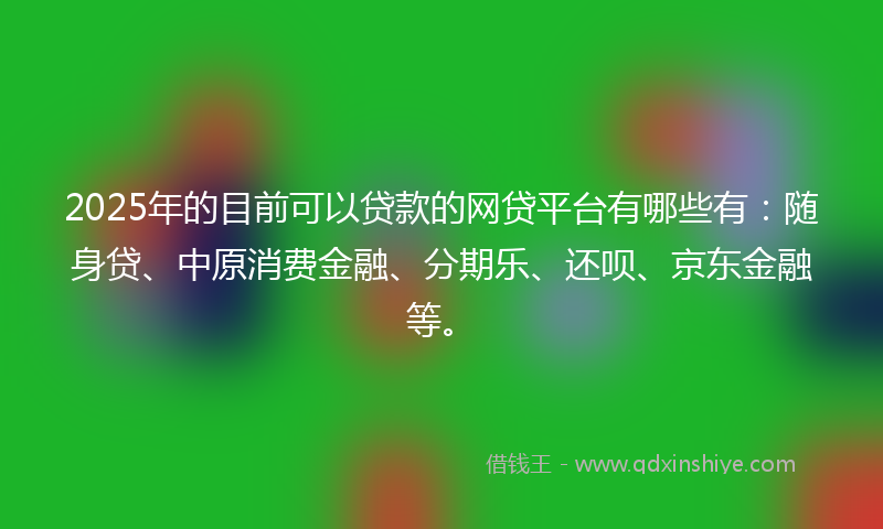 2025年的目前可以贷款的网贷平台有哪些有：随身贷、中原消费金融、分期乐、还呗、京东金融等。