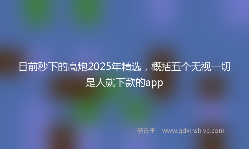 目前秒下的高炮2025年精选，概括五个无视一切是人就下款的app