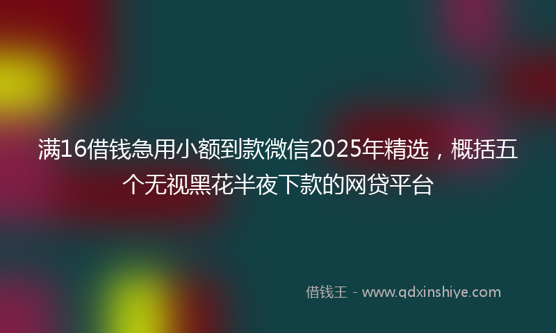 满16借钱急用小额到款微信2025年精选，概括五个无视黑花半夜下款的网贷平台