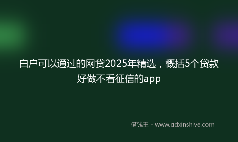白户可以通过的网贷2025年精选,概括5个贷款好做不看征信的app
