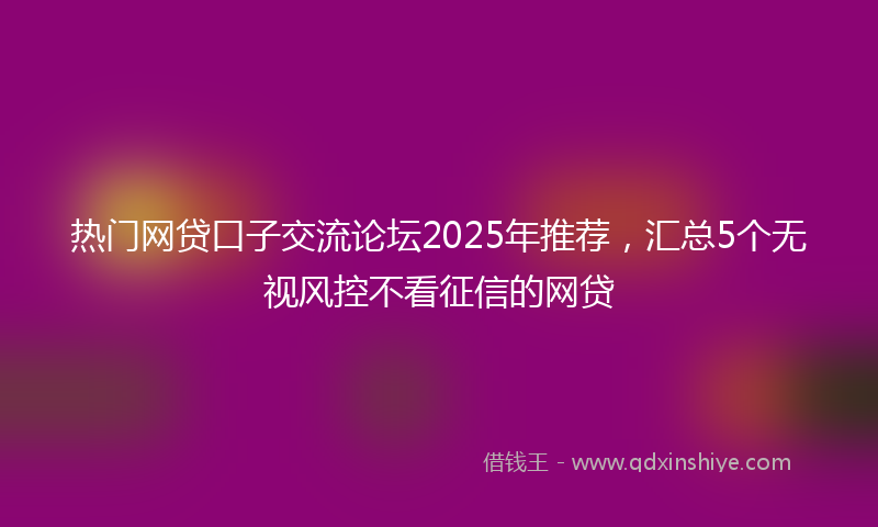 热门网贷口子交流论坛2025年推荐，汇总5个无视风控不看征信的网贷