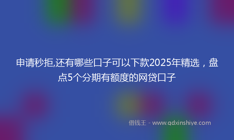 申请秒拒,还有哪些口子可以下款2025年精选，盘点5个分期有额度的网贷口子