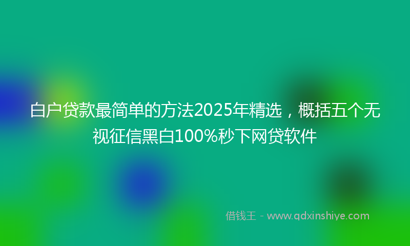 白户贷款最简单的方法2025年精选，概括五个无视征信黑白100%秒下网贷软件
