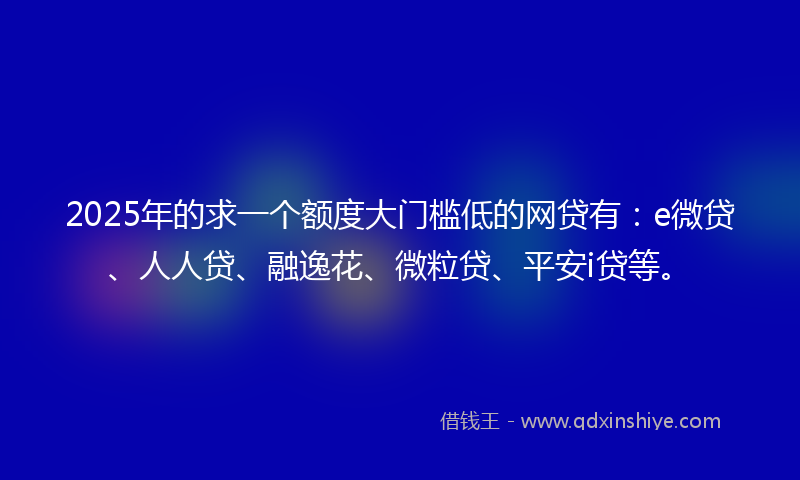 2025年的求一个额度大门槛低的网贷有：e微贷、人人贷、融逸花、微粒贷、平安i贷等。