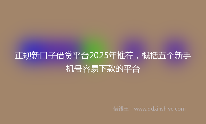正规新口子借贷平台2025年推荐，概括五个新手机号容易下款的平台