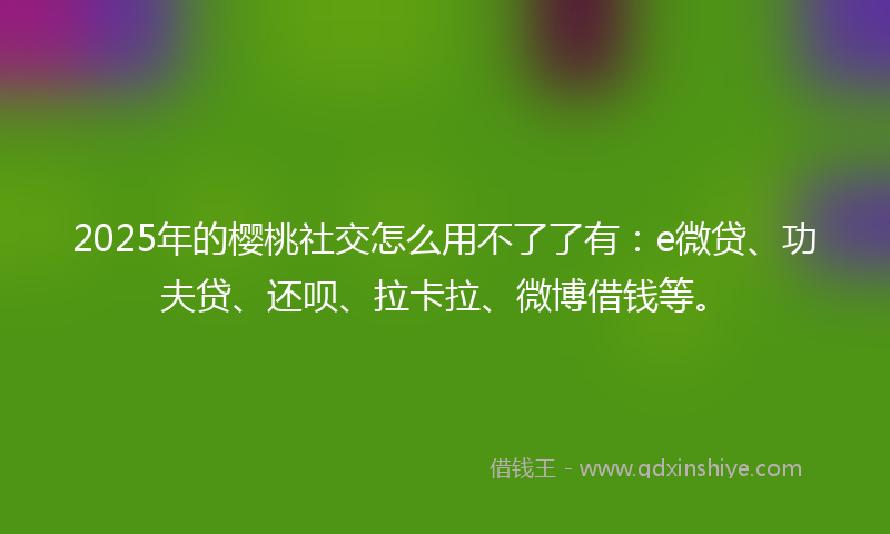 2025年的樱桃社交怎么用不了了有：e微贷、功夫贷、还呗、拉卡拉、微博借钱等。