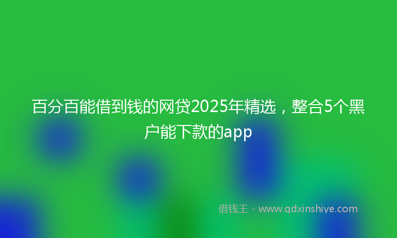 百分百能借到钱的网贷2025年精选，整合5个黑户能下款的app