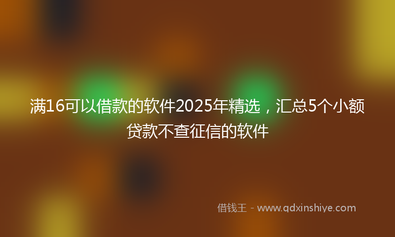 满16可以借款的软件2025年精选，汇总5个小额贷款不查征信的软件