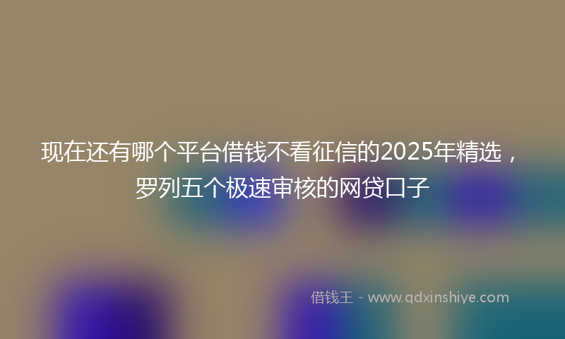 现在还有哪个平台借钱不看征信的2025年精选，罗列五个极速审核的网贷口子