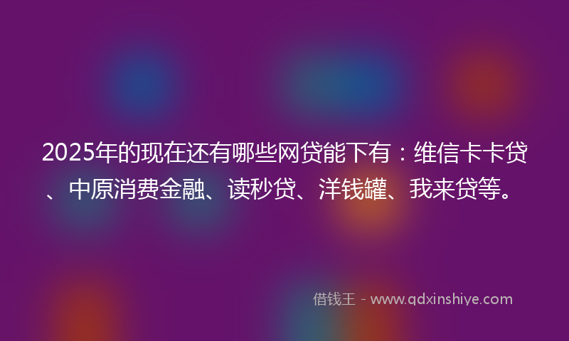 2025年的现在还有哪些网贷能下有：维信卡卡贷、中原消费金融、读秒贷、洋钱罐、我来贷等。