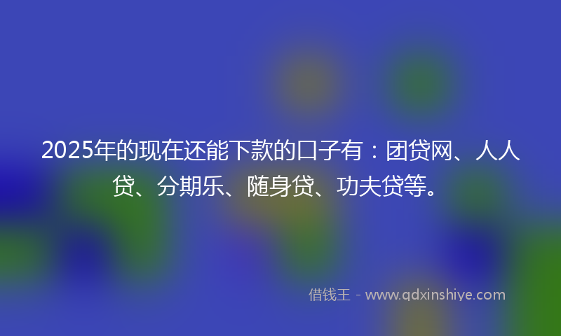 2025年的现在还能下款的口子有：团贷网、人人贷、分期乐、随身贷、功夫贷等。
