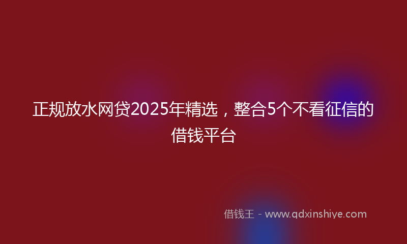 正规放水网贷2025年精选，整合5个不看征信的借钱平台