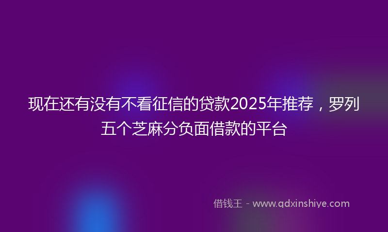 现在还有没有不看征信的贷款2025年推荐，罗列五个芝麻分负面借款的平台