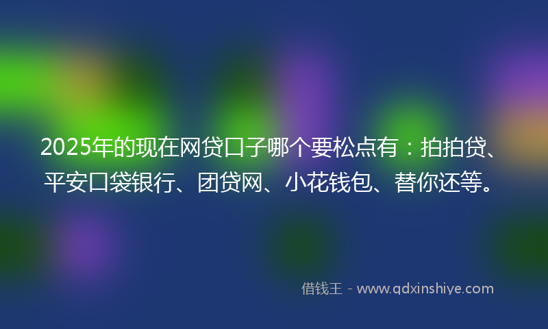 2025年的现在网贷口子哪个要松点有：拍拍贷、平安口袋银行、团贷网、小花钱包、替你还等。