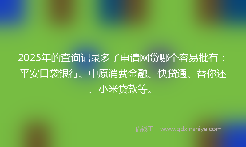 2025年的查询记录多了申请网贷哪个容易批有：平安口袋银行、中原消费金融、快贷通、替你还、小米贷款等。