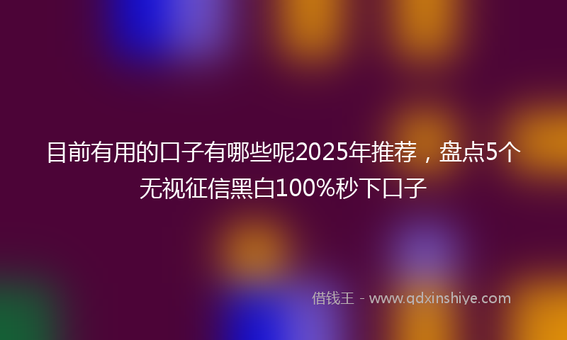 目前有用的口子有哪些呢2025年推荐，盘点5个无视征信黑白100%秒下口子