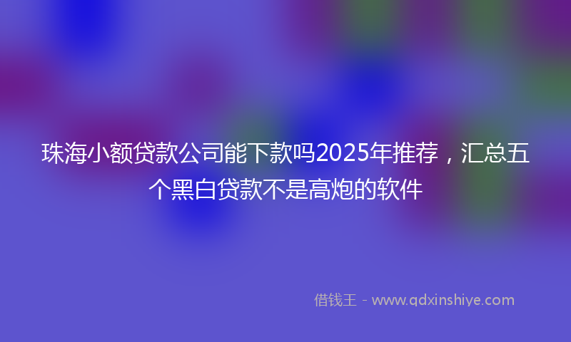 珠海小额贷款公司能下款吗2025年推荐，汇总五个黑白贷款不是高炮的软件