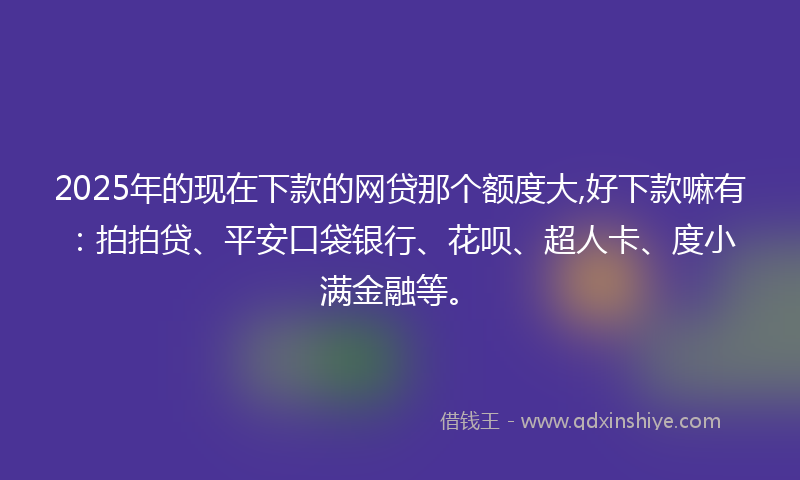 2025年的现在下款的网贷那个额度大,好下款嘛有：拍拍贷、平安口袋银行、花呗、超人卡、度小满金融等。