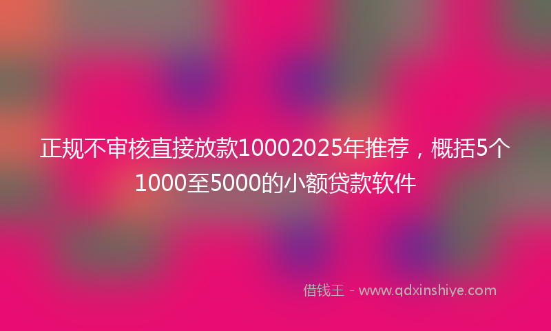 正规不审核直接放款10002025年推荐，概括5个1000至5000的小额贷款软件