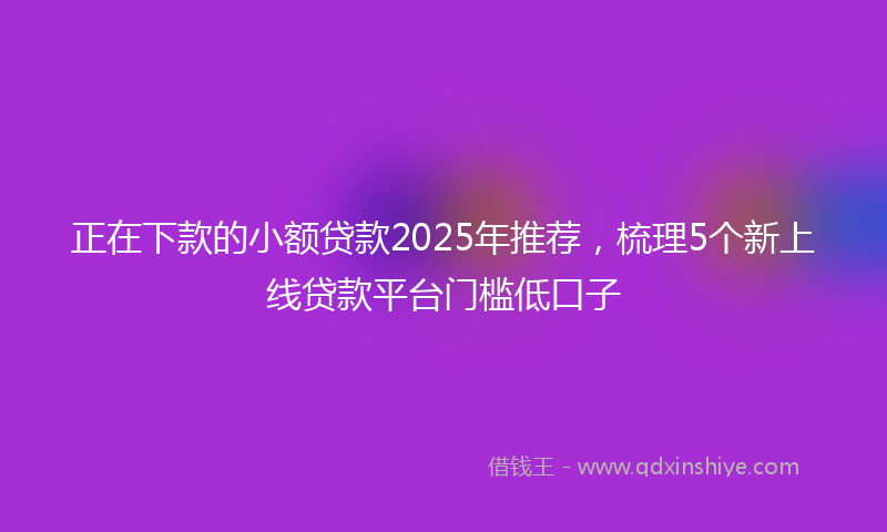 正在下款的小额贷款2025年推荐，梳理5个新上线贷款平台门槛低口子
