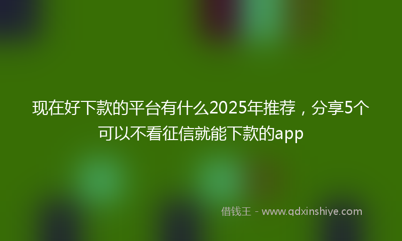 现在好下款的平台有什么2025年推荐，分享5个可以不看征信就能下款的app