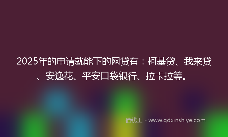 2025年的申请就能下的网贷有：柯基贷、我来贷、安逸花、平安口袋银行、拉卡拉等。