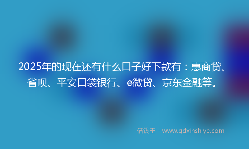 2025年的现在还有什么口子好下款有：惠商贷、省呗、平安口袋银行、e微贷、京东金融等。