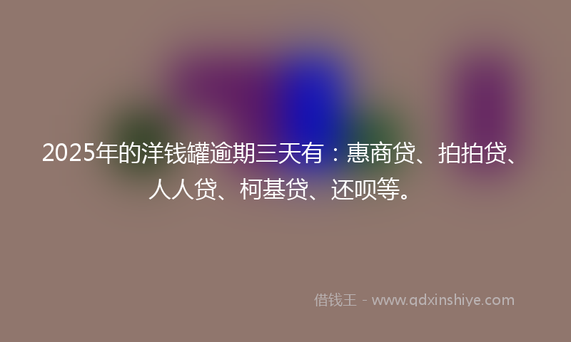 2025年的洋钱罐逾期三天有：惠商贷、拍拍贷、人人贷、柯基贷、还呗等。