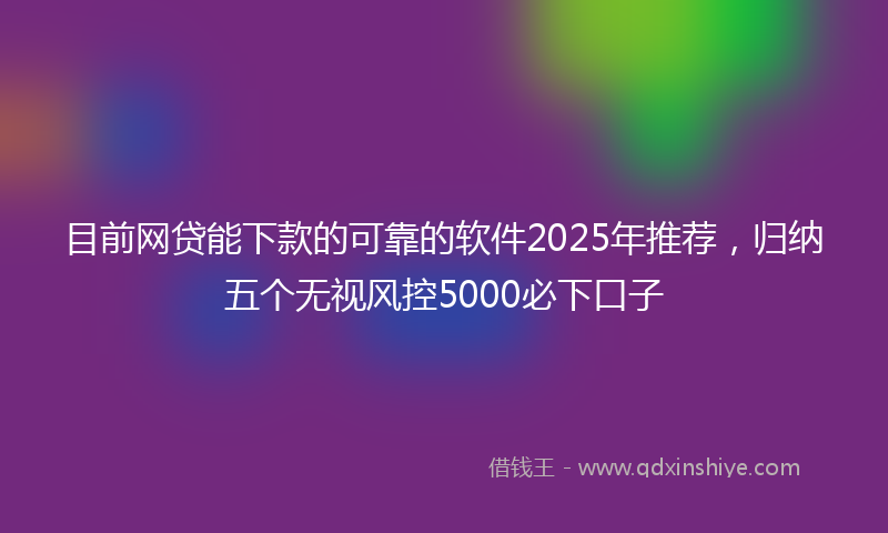 目前网贷能下款的可靠的软件2025年推荐，归纳五个无视风控5000必下口子