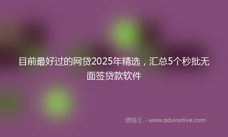 目前最好过的网贷2025年精选，汇总5个秒批无面签贷款软件