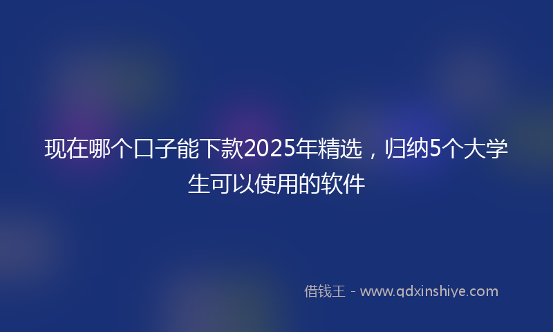 现在哪个口子能下款2025年精选，归纳5个大学生可以使用的软件