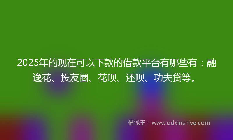 2025年的现在可以下款的借款平台有哪些有：融逸花、投友圈、花呗、还呗、功夫贷等。