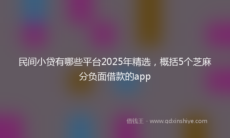 民间小贷有哪些平台2025年精选，概括5个芝麻分负面借款的app