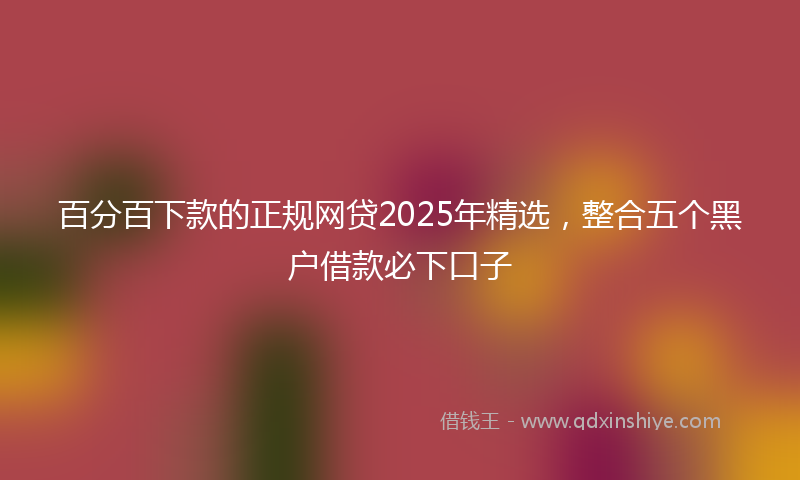 百分百下款的正规网贷2025年精选，整合五个黑户借款必下口子