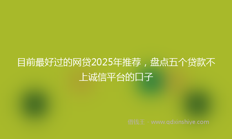 目前最好过的网贷2025年推荐，盘点五个贷款不上诚信平台的口子