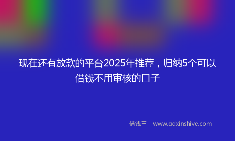 现在还有放款的平台2025年推荐，归纳5个可以借钱不用审核的口子
