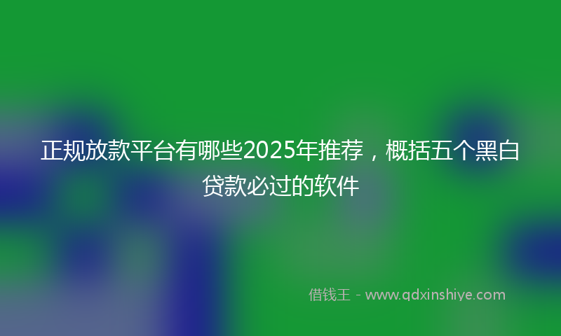 正规放款平台有哪些2025年推荐，概括五个黑白贷款必过的软件