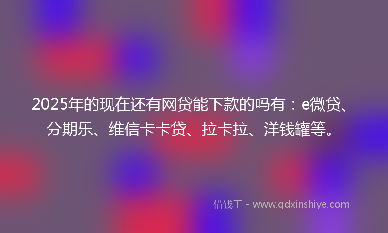 2025年的现在还有网贷能下款的吗有：e微贷、分期乐、维信卡卡贷、拉卡拉、洋钱罐等。
