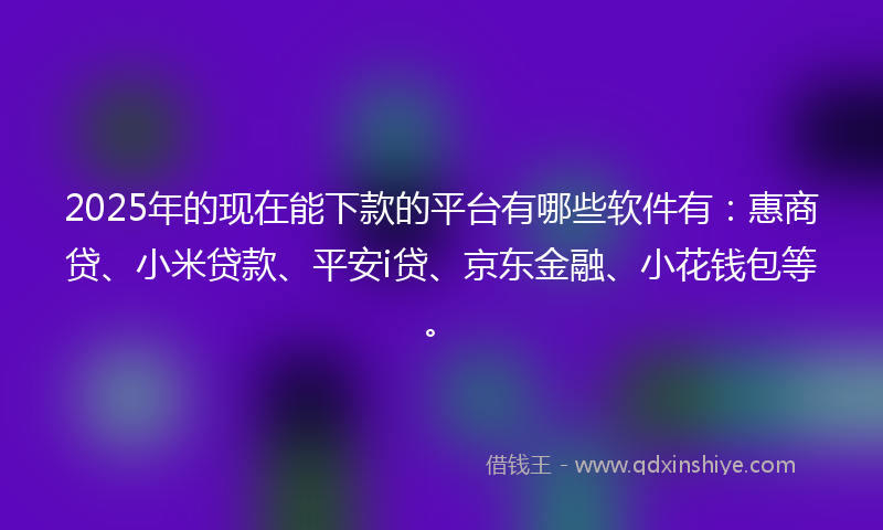 2025年的现在能下款的平台有哪些软件有：惠商贷、小米贷款、平安i贷、京东金融、小花钱包等。