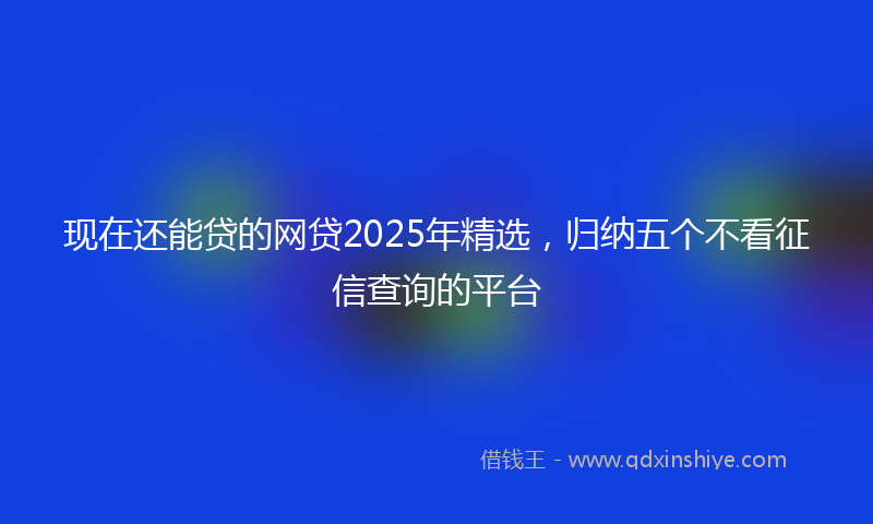现在还能贷的网贷2025年精选，归纳五个不看征信查询的平台