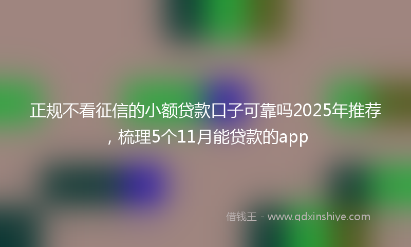 正规不看征信的小额贷款口子可靠吗2025年推荐，梳理5个11月能贷款的app