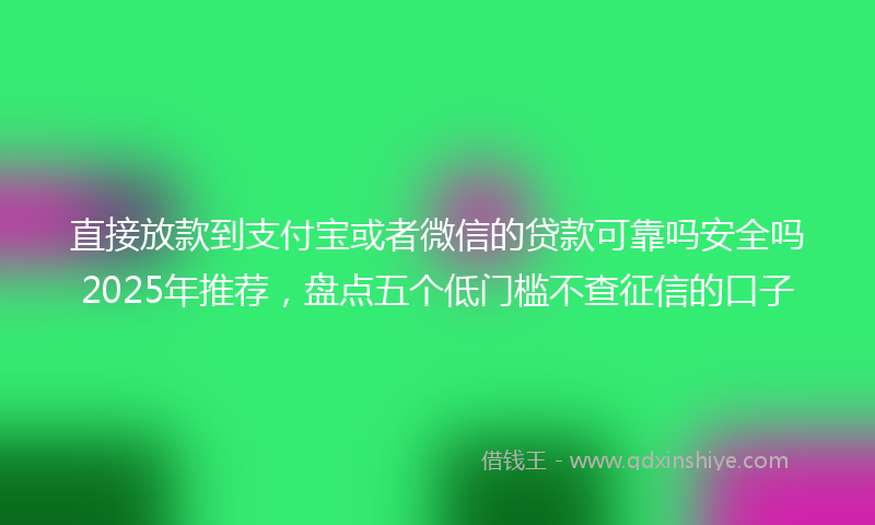 直接放款到支付宝或者微信的贷款可靠吗安全吗2025年推荐，盘点五个低门槛不查征信的口子