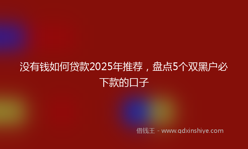 没有钱如何贷款2025年推荐，盘点5个双黑户必下款的口子