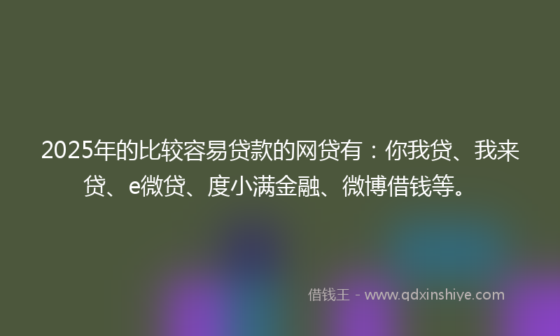 2025年的比较容易贷款的网贷有：你我贷、我来贷、e微贷、度小满金融、微博借钱等。
