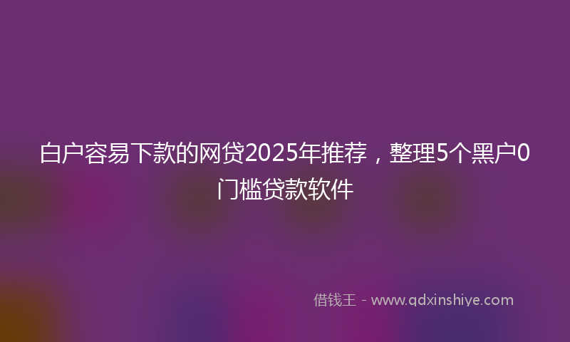 白户容易下款的网贷2025年推荐，整理5个黑户0门槛贷款软件