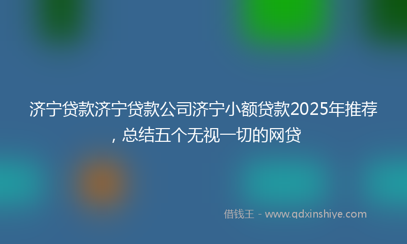 济宁贷款济宁贷款公司济宁小额贷款2025年推荐，总结五个无视一切的网贷