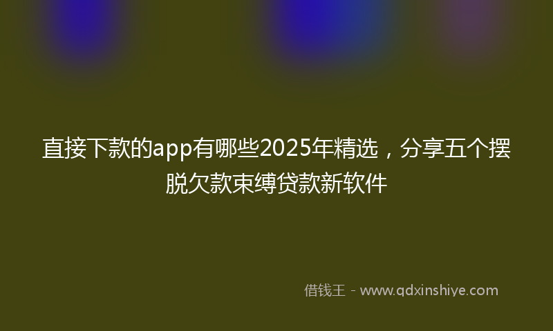 直接下款的app有哪些2025年精选，分享五个摆脱欠款束缚贷款新软件