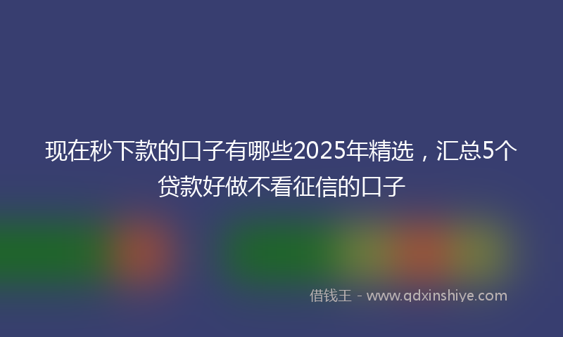 现在秒下款的口子有哪些2025年精选，汇总5个贷款好做不看征信的口子