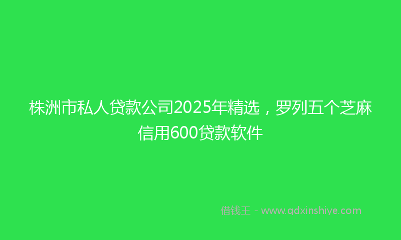 株洲市私人贷款公司2025年精选,罗列五个芝麻信用600贷款软件